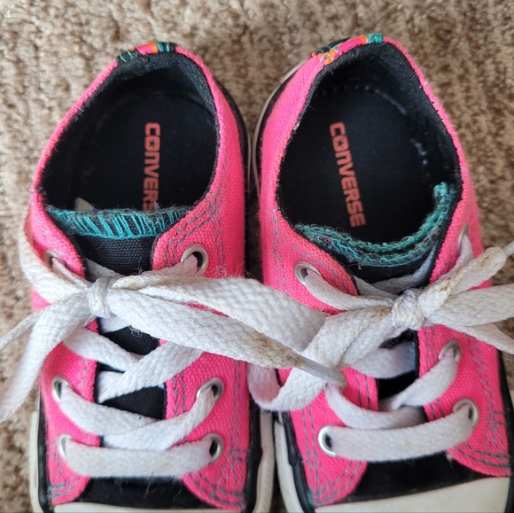CONVERSE CHUCK TAYLOR ALL STAR LACES SNEAKERS DOUBLE TONGUE PINK LITTLE KIDS 6 - Picture 10 of 13